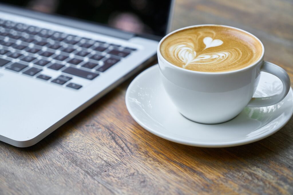 Computer with a coffee